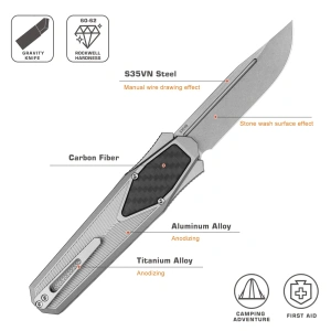Нож Remette Swordfish Drop-Point, S35VN, Titanium/Carbon Black Inlay Handle, ZL103D2