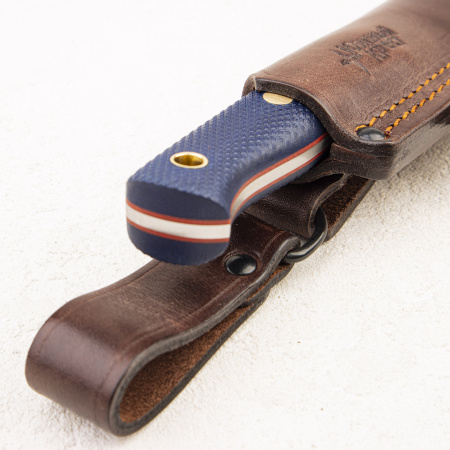 Нож Южный Крест ЯГД, CPR, Конвекс, Микарта Синяя, Насечка - купить в интернет-магазине Blademan