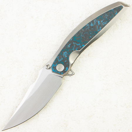 Нож WE Knife Quinseris, Rubbed Satin M390, Titanium Gray with Arctic Storm Fat Carbon Inlay Handle, WE23093-4