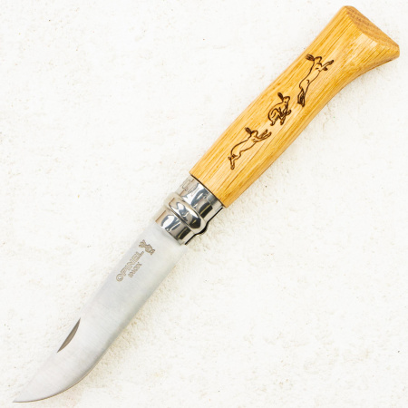 Нож Opinel №8 Animalia, 12C27, Oak Wood, Гравировка заяц