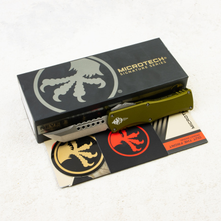 Нож Microtech Hera Hellhound, Stonewash, M390, Aluminum OD Green, 919-10 ODS, (Signature Series) Нож Microtech Hera Hellhound, Stonewash, M390, Aluminum OD Green, 919-10 ODS, (Signature Series)