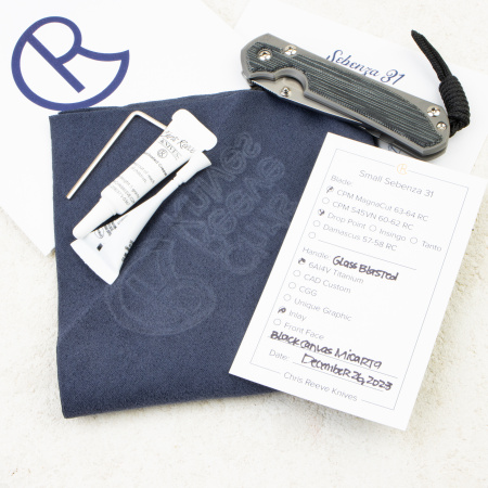 Нож Chris Reeve Small Sebenza 31 Inlay, Glass Blasted CPM MagnaCut, Titanium/Black Canvas Micarta Handle, S31-1652 Нож Chris Reeve Small Sebenza 31 Inlay, Glass Blasted CPM MagnaCut, Titanium/Black Canvas Micarta Handle, S31-1652