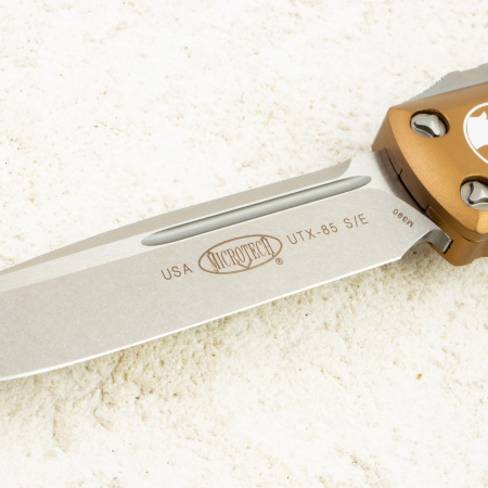 Нож Microtech UTX-85, Stonewash, M390, Aluminum Tan, 231-10 TA Нож Microtech UTX-85, Stonewash, M390, Aluminum Tan, 231-10 TA