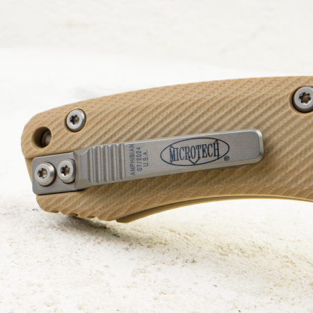 Нож Microtech Amphibian RAM-LOK, Stonewash, M390, G10 Fluted Tan, 137RL-10 FLGTTA Нож Microtech Amphibian RAM-LOK, Stonewash, M390, G10 Fluted Tan, 137RL-10 FLGTTA