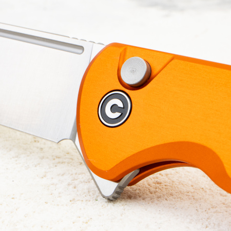 Нож CIVIVI Chevalier II Flipper & Button Lock, 14C28N, Orange Aluminum Handle, C20022B-2