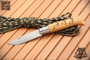 Нож Opinel №8 Animalia, Нержавеющая сталь, Дуб, Гравировка олени - складной туристические ножи из стали