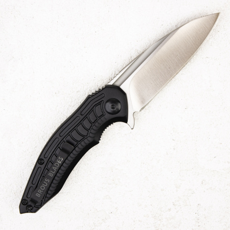 Нож Brous Blades Bionic Flipper, D2 Satin, Aluminium Black, BRB50