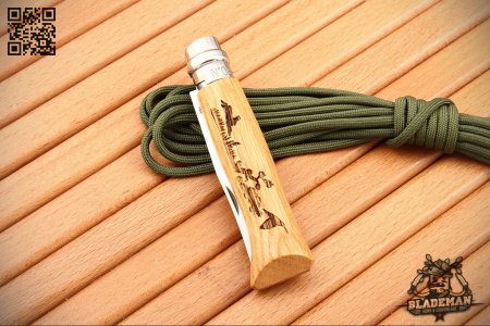 Нож Opinel №8, Нержавеющая сталь, Дуб, Гравировка заяц - купить в интернет-магазине Blademan