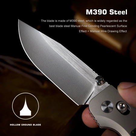 Нож Remette Aurora, M390, Titanium/Carbon Black/Yellow Handle, AURA-Y