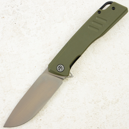 Нож Petrified Fish Loco, D2, Satin, G10 Green Handle, PFB02GRS