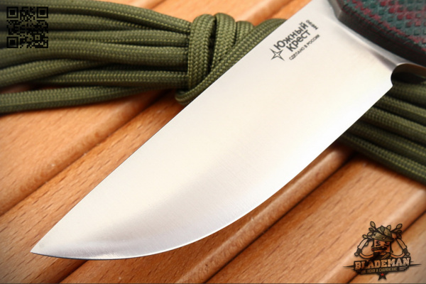 Южный Крест Fang, N690, Конвекс, Микарта зелёно-красная, Насечка - купить в интернет-магазине Blademan