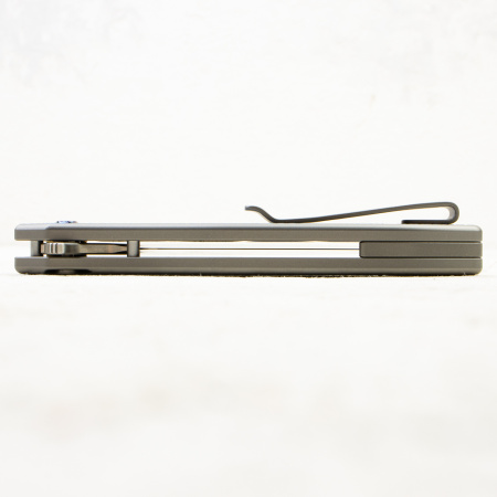 Нож WE Knife Button Lock Kitefin, CPM 20CV, Blue Polished Ripple Patterned Gray Titanium Handle - купить в интернет-магазине Blademan