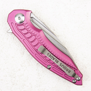 Нож Brous Blades Bionic Flipper, D2 Stonewashed, Aluminium Pink, BRB51 Нож Brous Blades Bionic Flipper, D2 Stonewashed, Aluminium Pink, BRB51