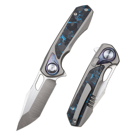 Нож Remette Saker Falcon, CPM S45VN, Titanium/Carbon Black/Blue Handle, ASTP-1