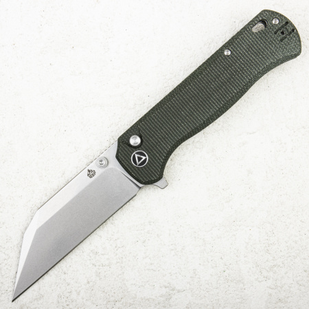 Нож QSP Swordfish Button Lock, 14C28N, Micarta Green