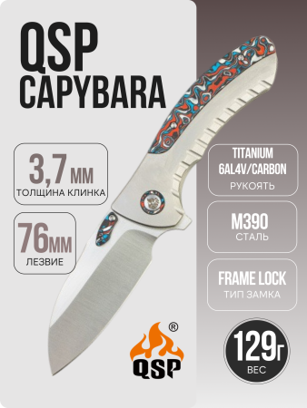 Нож QSP Capybara, M390, Carbon Fiber / Titanium Handle, QS152-B1