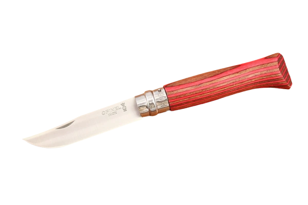 Opinel №8, красная рукоять — нож в открытом виде