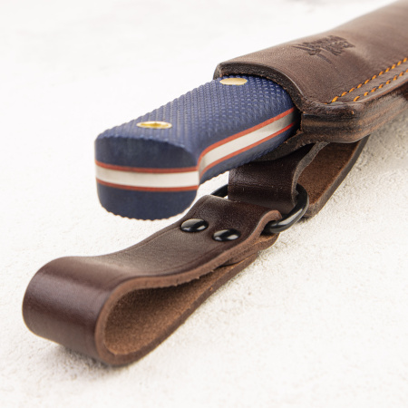 Нож Южный Крест Росомаха, CPR, Конвекс, Микарта Синяя, Насечка - купить в интернет-магазине Blademan