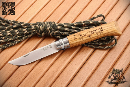 Нож Opinel №8 Animalia, Нержавеющая сталь, Дуб, Гравировка кабан - купить в интернет-магазине Blademan