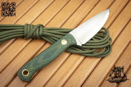 Нож Южный Крест Термит, D2, Конвекс, Микарта Желто-зеленая, Насечка - купить в интернет-магазине Blademan