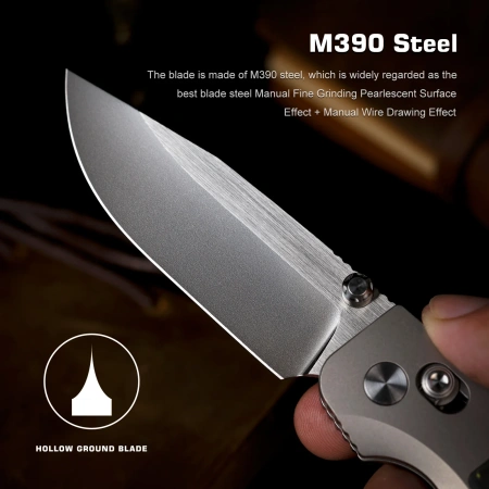 Нож Remette Aurora, M390, Titanium/Carbon Black/Gray Handle, AURA-D