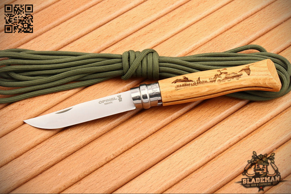 Нож Opinel №8, Нержавеющая сталь, Дуб, Гравировка заяц - складной туристические ножи из стали