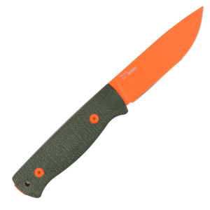 Нож HOT Knife Hoot, Cerakote Orange, D2, Micarta Green Handle, Kydex, (Orange Pins)