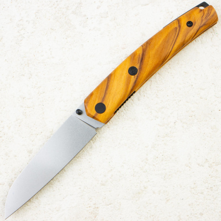 Нож Petrified Fish Patte V2, Stonewashed, 14C28N, Olive Wood Handle, PF719OWOW Нож Petrified Fish Patte V2, Stonewashed, 14C28N, Olive Wood Handle, PF719OWOW