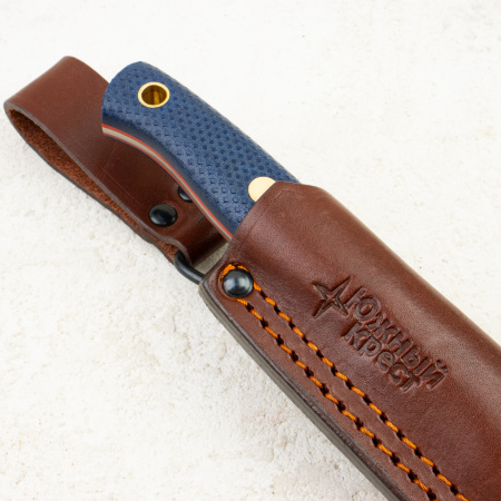 Нож Южный Крест Slender M, Elmax, Micarta Blue, Насечка