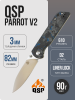 Нож QSP Parrot V2, Satin, D2, G10 Black/Blue Handle , QS102-H