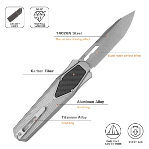Нож Remette Swordfish Tanto, 14C28N, Titanium/Carbon Black Inlay Handle, ZL103C2