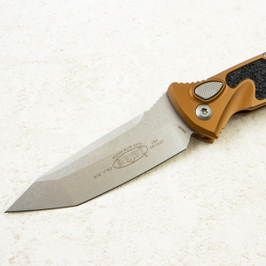Нож Microtech Socom Elite Auto Tanto, Stonewash, M390, Aluminum Tan, 161A-10 Нож Microtech Socom Elite Auto Tanto, Stonewash, M390, Aluminum Tan, 161A-10