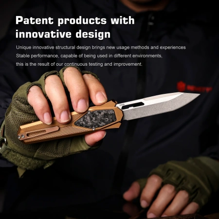 Нож Remette Swordfish Tanto, 14C28N, Titanium Bronze/Carbon Black Inlay Handle, ZL103C6
