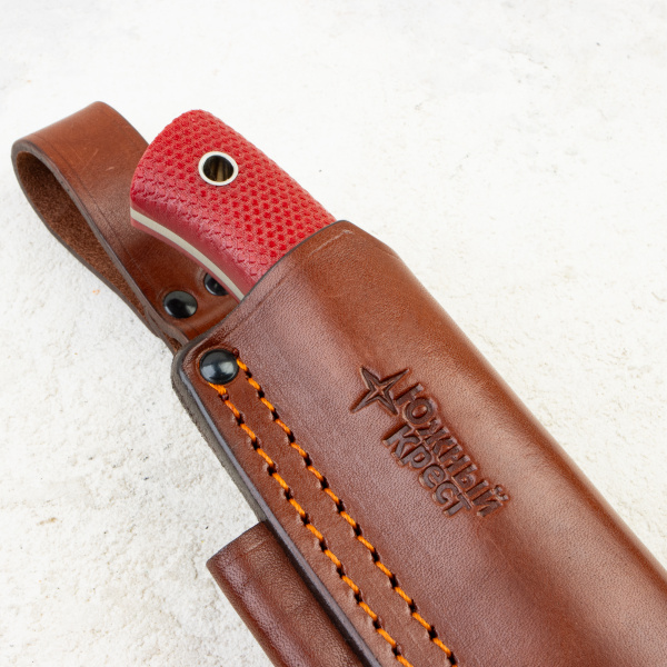 Нож Южный Крест Барибал, Elmax, Convex, Micarta Red, Насечка, 235