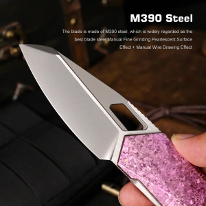 Нож Remette Woodpecker, M390, Crystallized Titanium Pink Handle, RTWP-IP