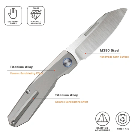 Нож Remette Squirrel, M390, Titanium Gray Handle, RTDP-G Нож Remette Squirrel, M390, Titanium Gray Handle, RTDP-G