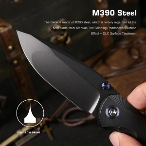 Нож Remette Cool Whale, M390, Titanium Black Handle, RTCL-T4