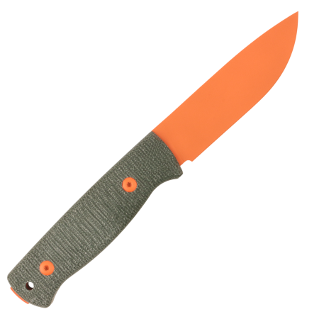 Нож HOT Knife Hoot, Cerakote Orange, D2, Micarta Green Handle, Kydex, (Orange Pins)
