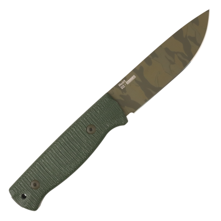 Нож HOT Knife Hoot, Cerakote Camo, D2, Micarta Green Handle, Kydex