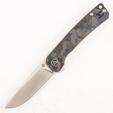 Нож QSP Osprey, 14C28N, G10/Shredded Carbon Blue
