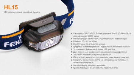 Налобный фонарь Fenix HL15 Cree XP-G2 R5 Пурпурный - купить в интернет-магазине Blademan