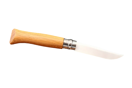 Opinel №8, гравировка «Кабан» — нож в открытом виде с обратной стороны