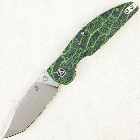 Нож QSP Turtle Punk, Stonewashed 14C28N, G10 Black/Green, QS158-C1