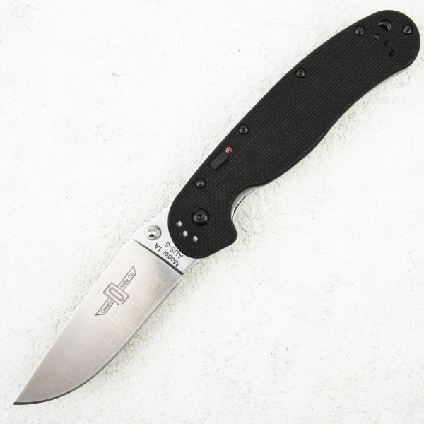 Нож Ontario Rat 1A (Assist), AUS-8, Satin, Black Nylon, 8870
