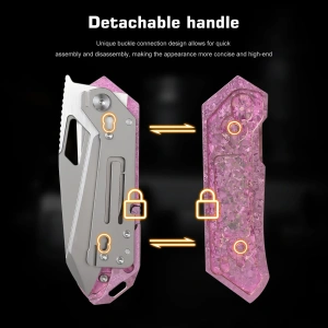 Нож Remette Woodpecker, M390, Crystallized Titanium Pink Handle, RTWP-IP