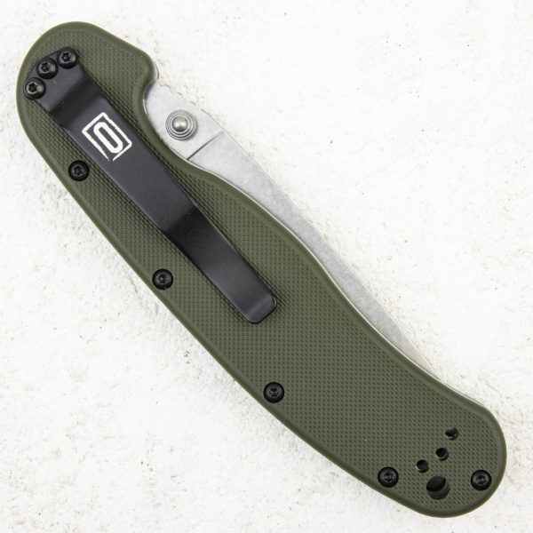 Нож Ontario Rat 1, AUS-8 Stonewashed, Foliage Green Nylon, 8874TC