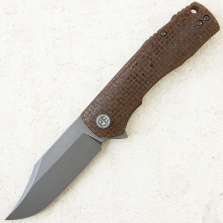 Нож Petrified Fish Victor, К110, Gray Stonewashed, Micarta Brown Handle, PFP03BRMGAW