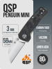 Нож QSP Penguin MINI, 14C28N, Shredded Carbon Fiber Blue