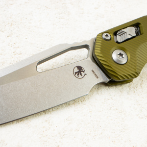 Нож Microtech MSI, Stonewash, M390, Aluminum Fluted OD Green, 210-10 Нож Microtech MSI, Stonewash, M390, Aluminum Fluted OD Green, 210-10