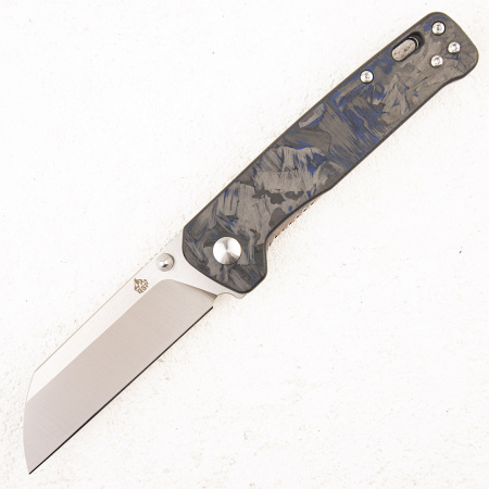 Нож QSP Penguin, D2, G10/Shredded Carbon Blue